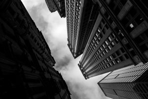 Photo noir et blanc de Wall Street New York City